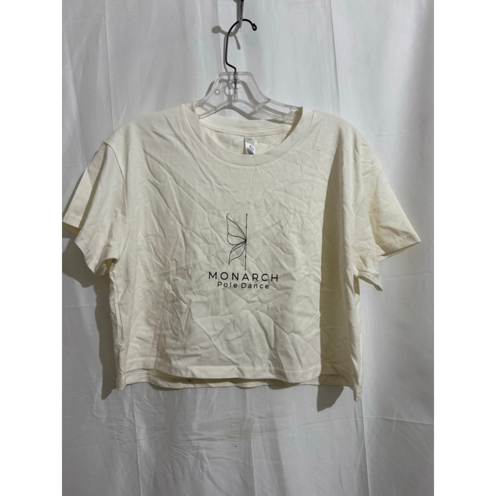 Women's AsColour Crop Top S Beige with Black Logo